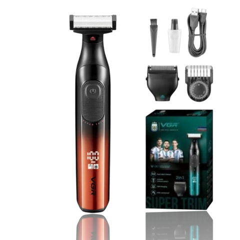VGR Super Trim 2 in 1 Full Body Hair Trimmer and Shaver, V-361, USB Charging, IPX6 Waterproof, LED Display, 500mAh Lithium Battery