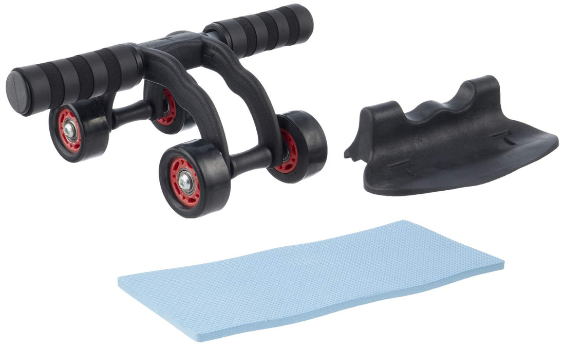 Exercise rolling wheel with yoga mat, 4 wheels - multi color