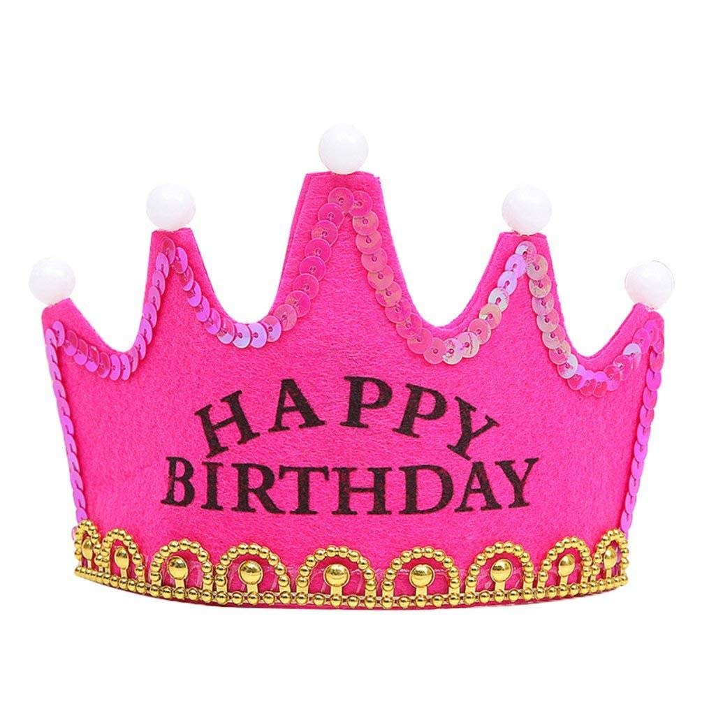 LED Light happy birthday Crown Hat Headband - pink