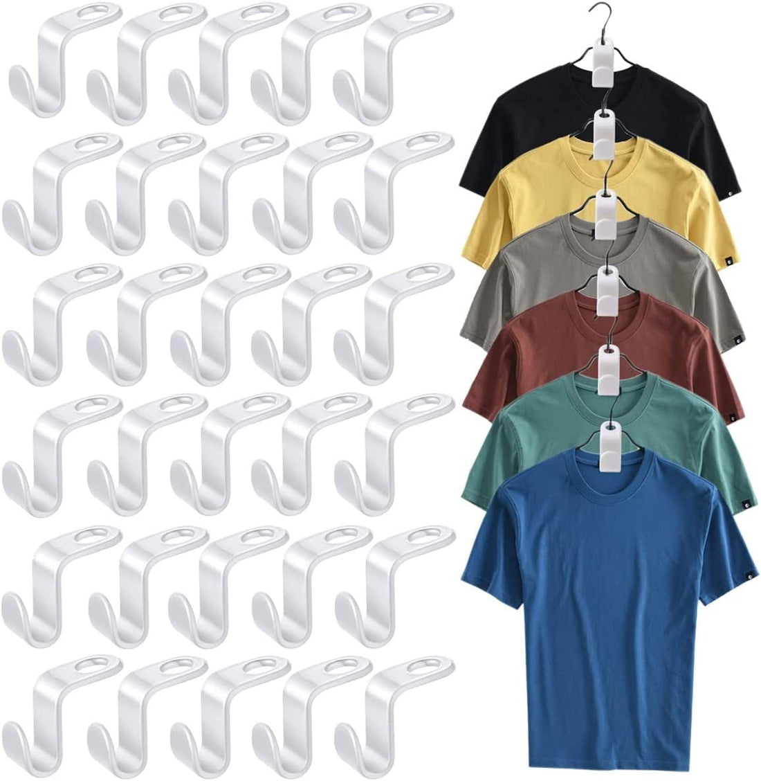 PCS Cascading Clothes Hooks, Cascade Hangers to Create Up to 3X More Closet Space Connector Hooks Space Saving, Closet Organizer (50)