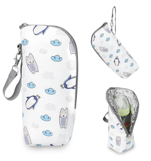 fashion mania Baby Bottle Cooler Bag,Warmer Bag with Interlayer Cotton,Portable Thermal Baby Bottle Bag (white)