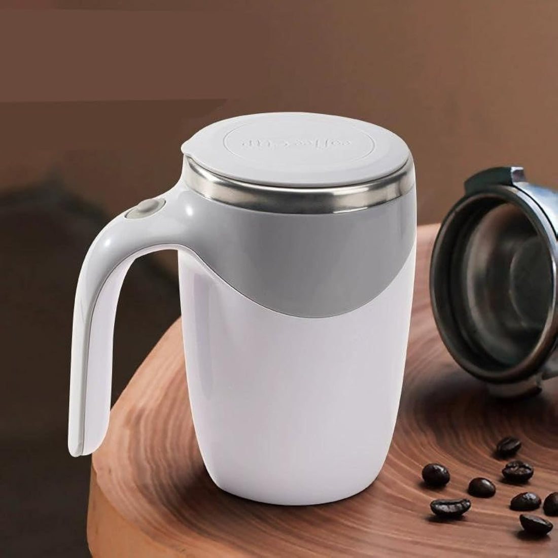 New Household Automatic Stirring Coffee Cup 304 Stainless Steel Fully Automatic Mixing Cup Lazy Magnetic Rotating Cup - 380ml (Grey)