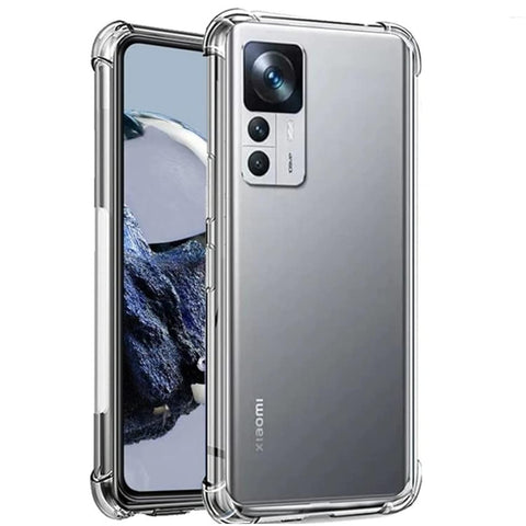 Dl3 Mobilak Case Compatible with Xiaomi 12 T / 12T Pro, Cover Silicone Transparent TPU Gorilla Anti-shock Protector Camera Shockproof Corners - Clear
