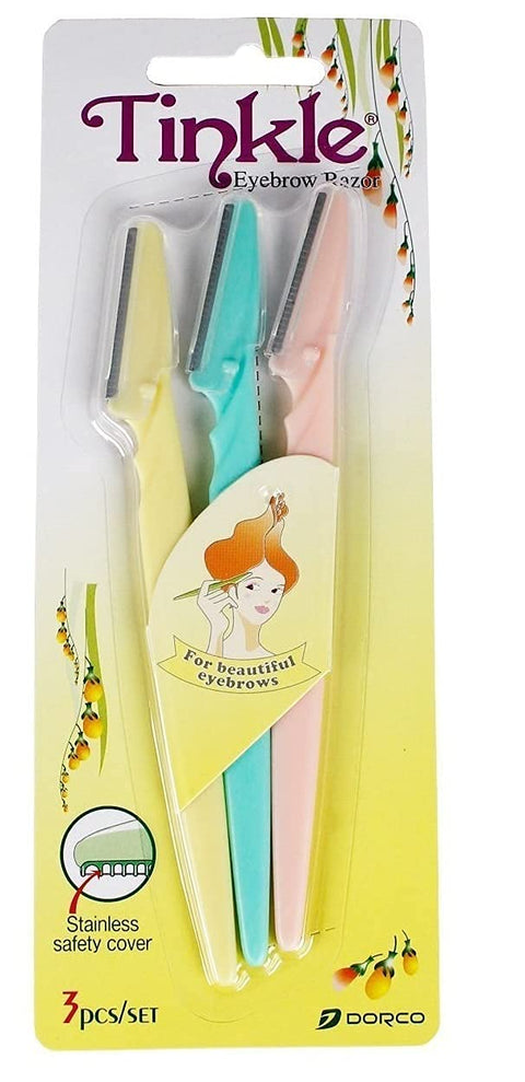 MAPPERZ Tinkle Women Face Razor/Razor For Face & Eyebrow/Reusable & Biodegradable/Quick & Easy Facial Hair Removal At Home - Pack of 3