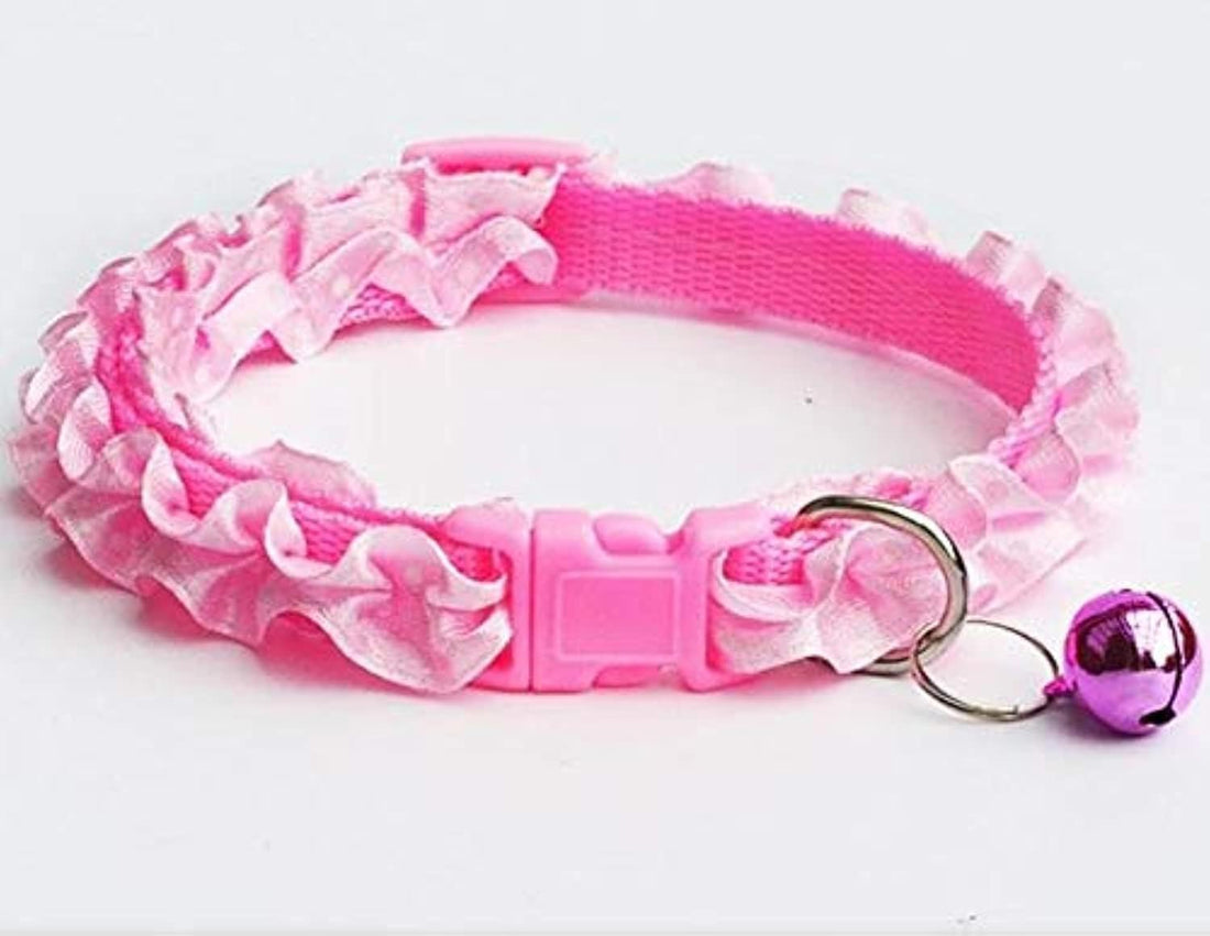 Nylon Print Adjustable Pet Cat Dog Neck Collar with Bell for Puppy Small Dogs Cats (Pink)
