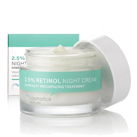 Cosmedica Skincare Retinol Night Cream - Daily Moisturizing Facial Lotion Night Cream. The best Retinol Cream with Vit A and Hyaluronic Acid to target skin concerns from Acne to Wrinkles (1.7oz)