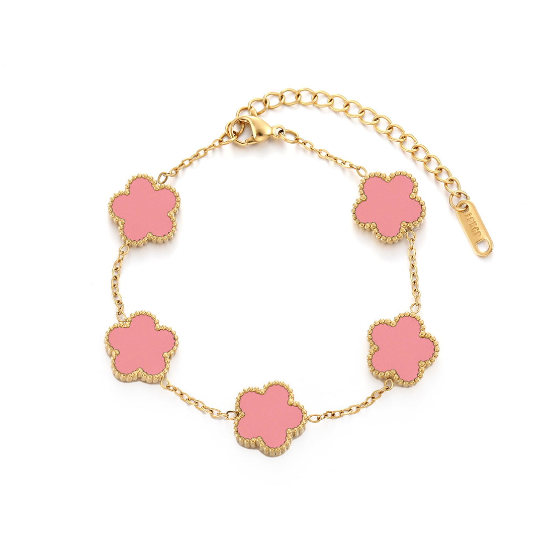 TICVSS Four Leaf Clover Bracelet for Women 18K Gold Plated Stainless Steel Lucky 4 Leaf Link Bracelet Jewelry Gift for Women