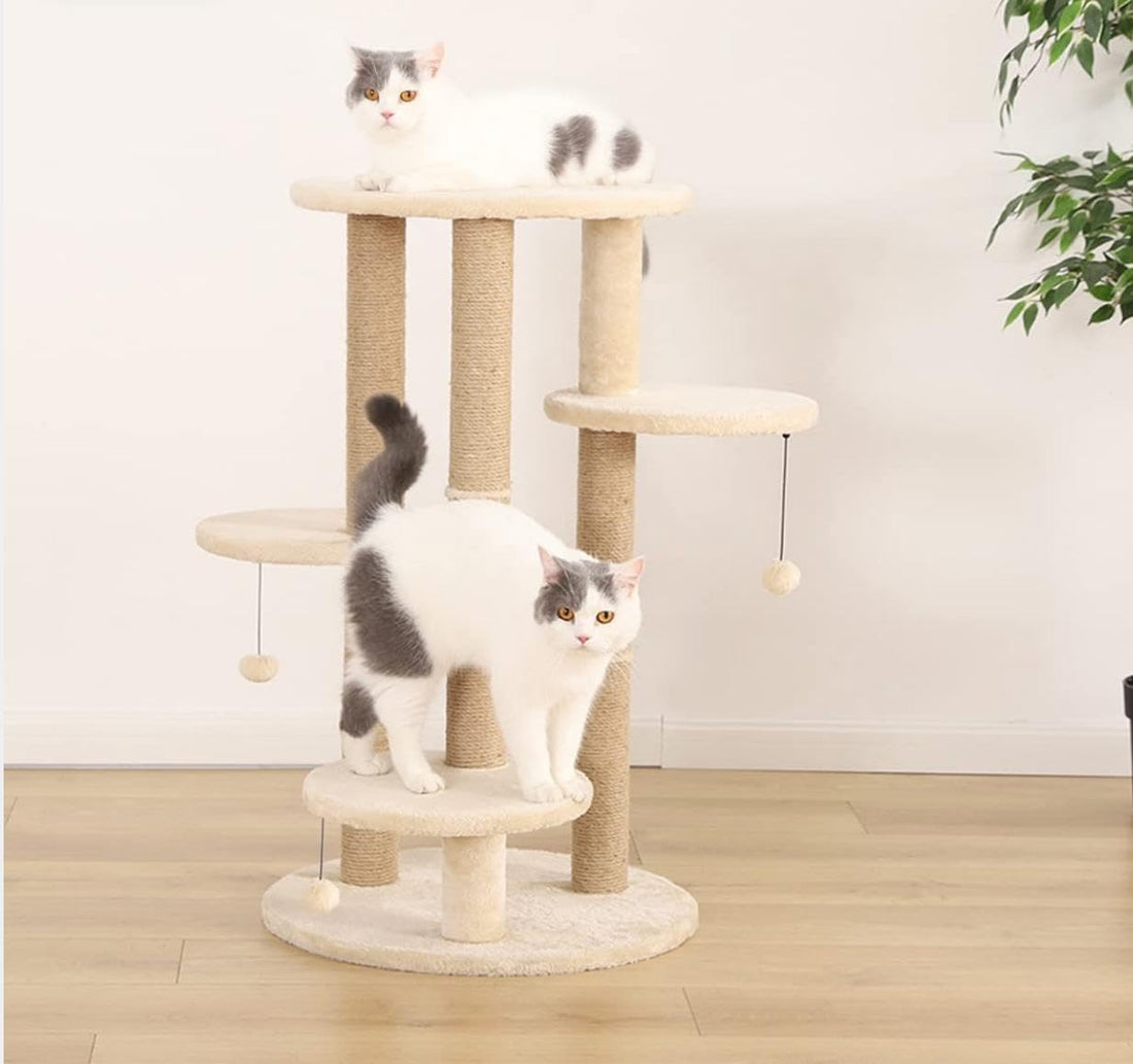 Premium Cat Tree Tower with Scratching Post, Climbing House, Grey, 30x70 cm, Indoor Pet Furniture