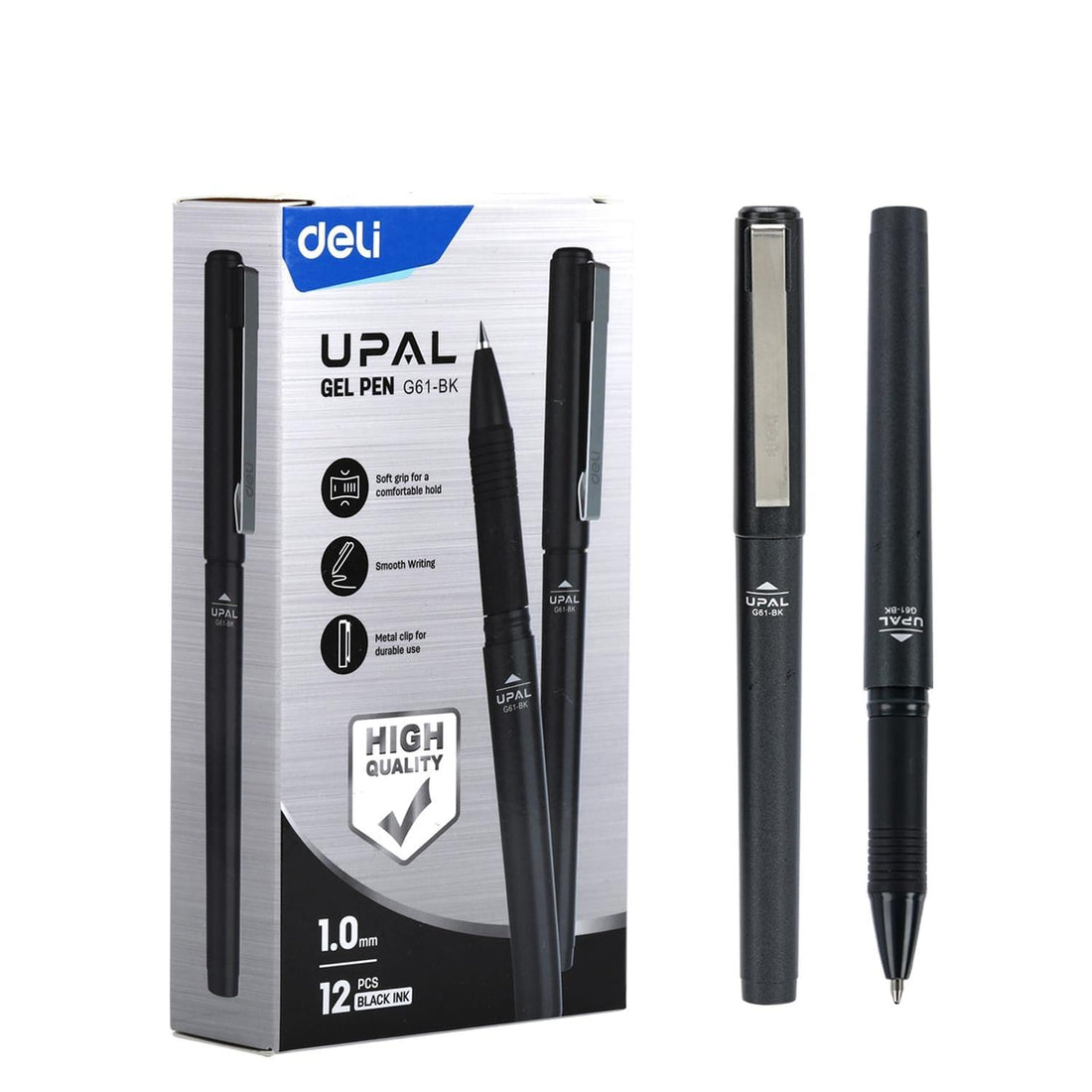 Deli EG61-BK Upal Gel Pen 12-Piece Set 1 mm Tip Size, Black