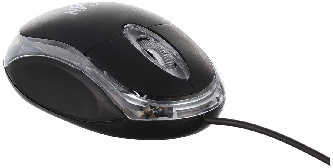 Wired Optical USB Mouse – Modern Ergonomic Design, Long Cable, Compatible with Windows 10 7 Vista XP – Black