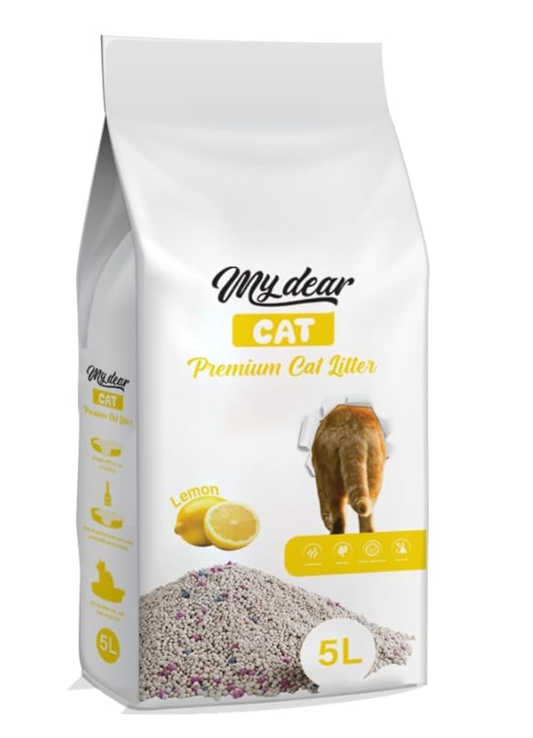 My Dear Cat Litter Dark 100% Fast Collecting 5L Scent (5L, Lemon)