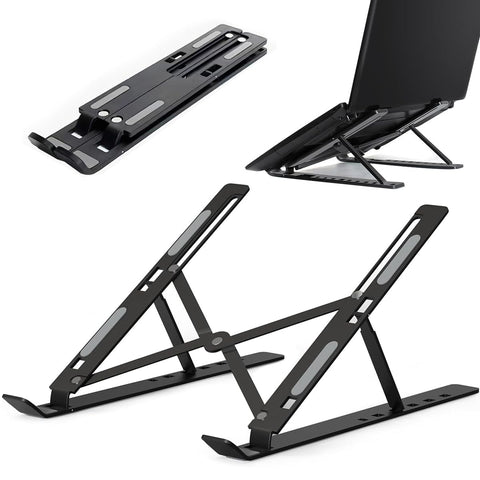 ECVV Portable Laptop Stand for Desk, 13-Angles Adjustable Foldable Laptop Riser ABS Ergonomic Notebook Stand, Compatible with Laptops and iPad(11-17") (Black)