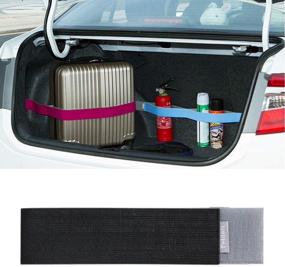 Car Trunk Organizer Strap with Divider, Multi Hole Elastic Storage Belt for Tools & Accessories, Adhesive Easy Install Car Boot Organizer, Prevents Clutter and Movement (Black (80 cm))