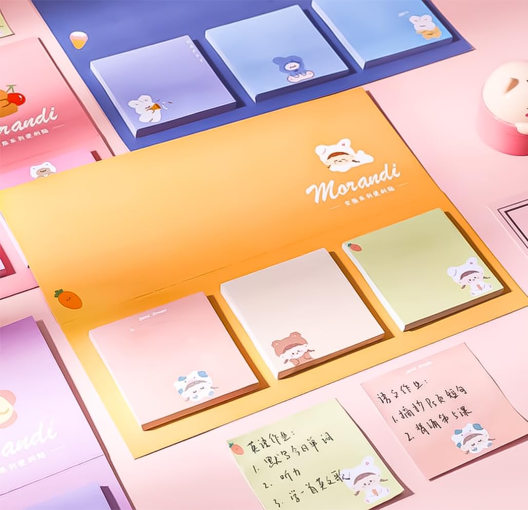 Colorful Sticky Notes Cute Cartoon Shapes Decorative Sticky Notes Self Stick Notes 60pcs (D)