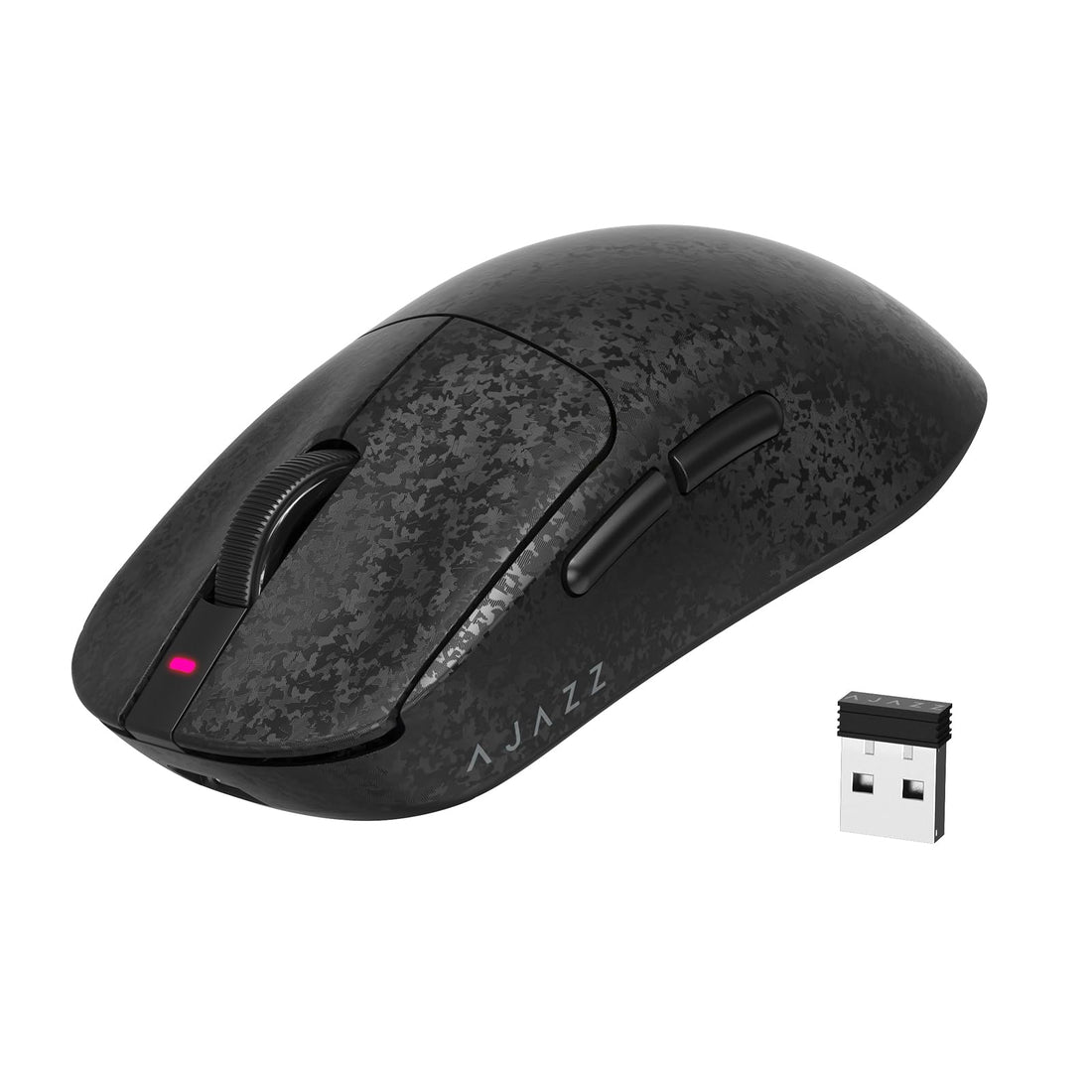 Ajazz Ultra-Lightweight 55g Wireless Gaming Mouse 24000 DPI PAW3311 Sensor Carbon Fiber Shell TTC 60M Clicks Switches 500mAh Battery 1K Polling Rate Durable & Anti-Slip Design Black