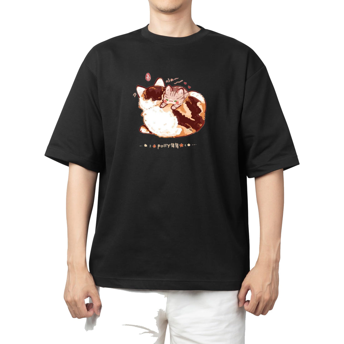 CUTE kawaii kitty cat black t-shirt oversize 119