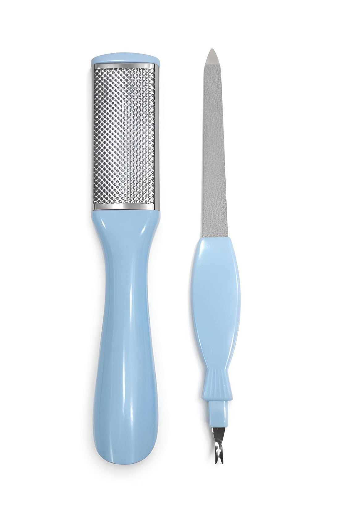 Stainless Steel Foot File Callus Remover with Nail File, Double-Sided Foot Rasp Scrubber for Dead Skin Removal, Pedicure Foot Scraper and Foot Sander Tool (Blue)