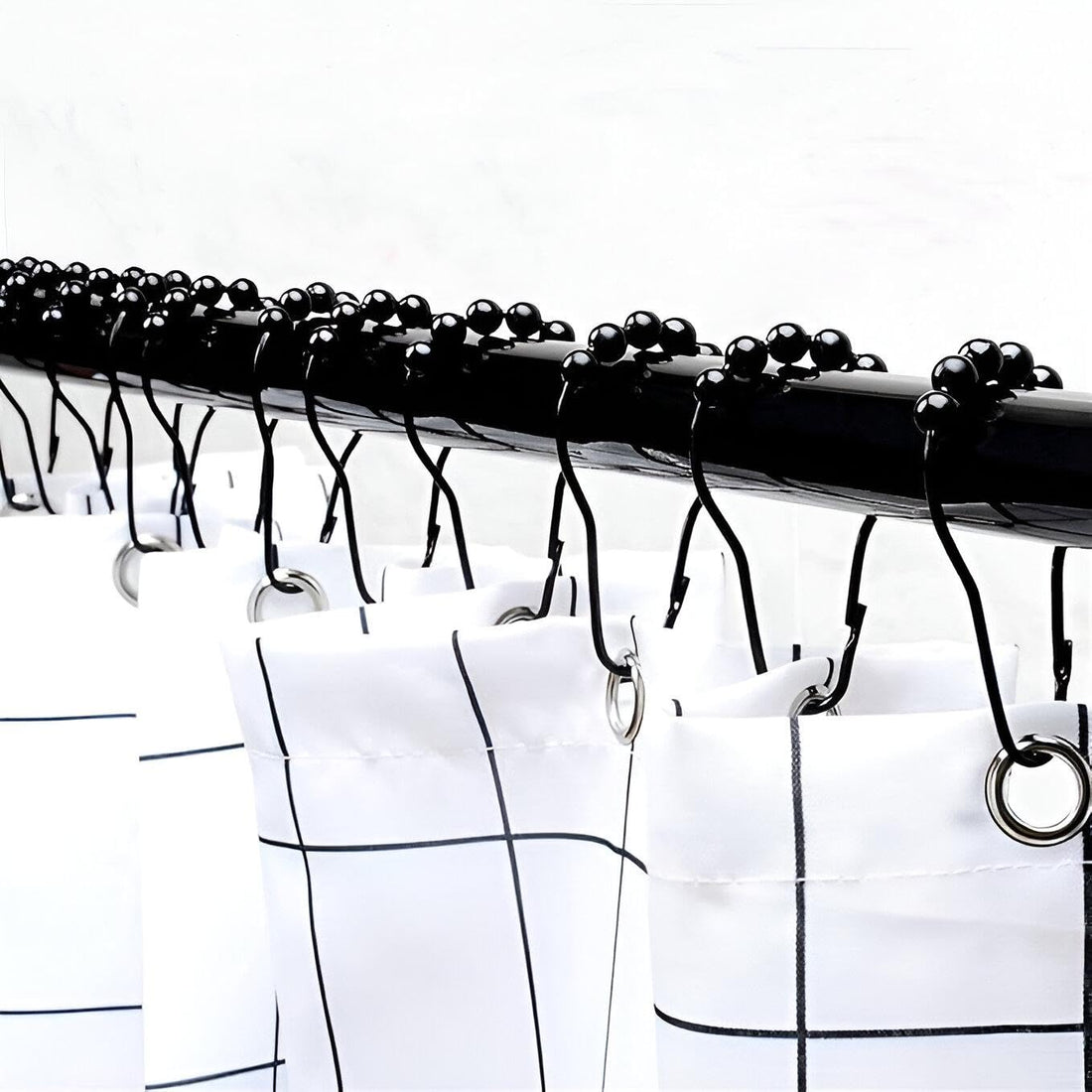 Bathroom Accessories - Stylish and functional shower curtain hooks made from galvanized metal, easy to install and remove, includes 12 pieces in various colors for a vibrant look. (2 باكت 24 قطعه)