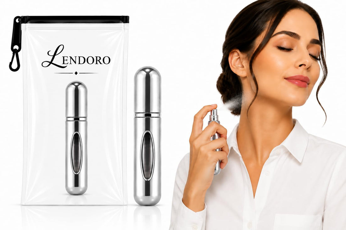 LENDORO Mini Perfume Atomizer, Refillable and Portable, 5ml Capacity, Leak-Proof, Compact Travel Spray Bottle (Silver, 1 Piece)