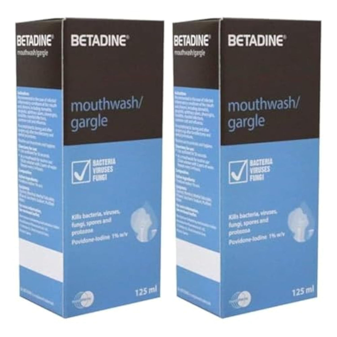 Betadine Mouthwash Gargle - 125ml (Pack of 2)
