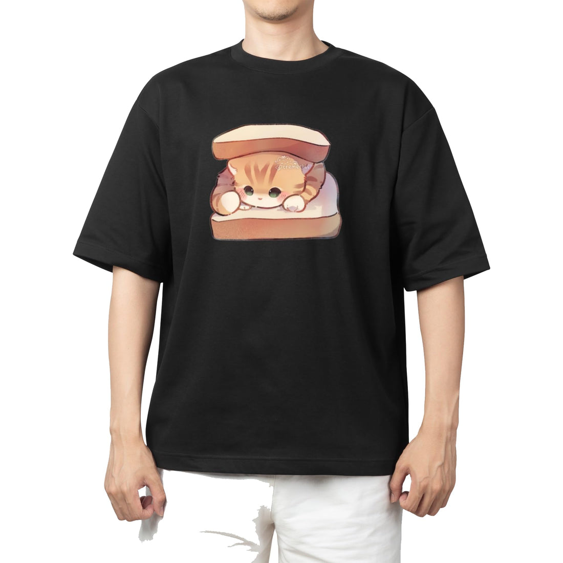 CUTE kawaii kitty cat black t-shirt oversize 85
