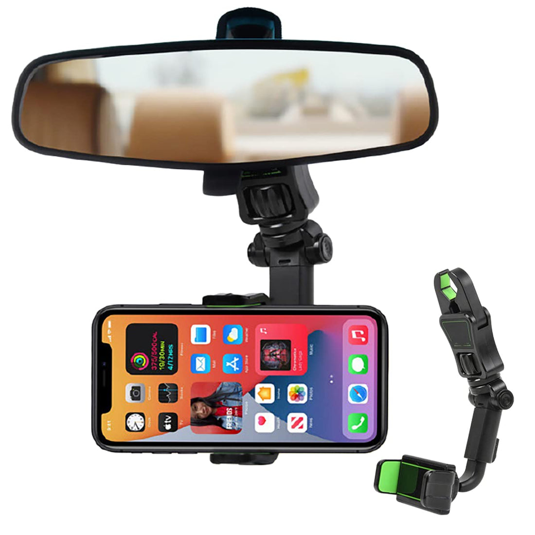 Holdcy Car Phone Holder Mount, 360 Degrees Free Rotate Adjustable Suspension Mount, Multi-Function Rearview Mirror For All Mobile Phones