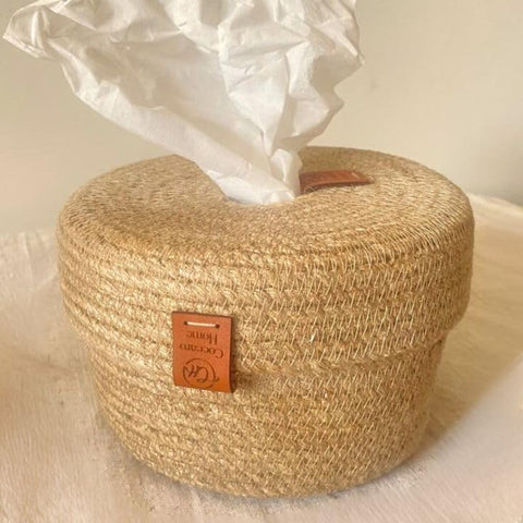 MacrameStore - Jute Tissue Box - علبة مناديل خيش