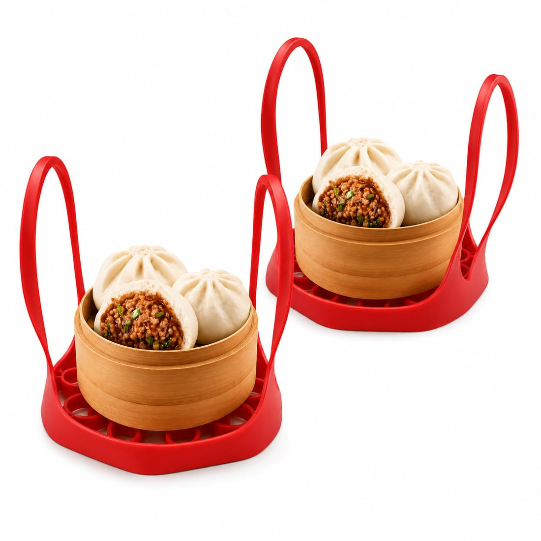 Premium Silicone Steamer Sling for Pressure Cookers and Cooking Pots, Heat Resistant Bowl Lifter with Non Slip Handles, Egg Rack Holder and Kitchen Cooking Helper (Pack 2pcs)