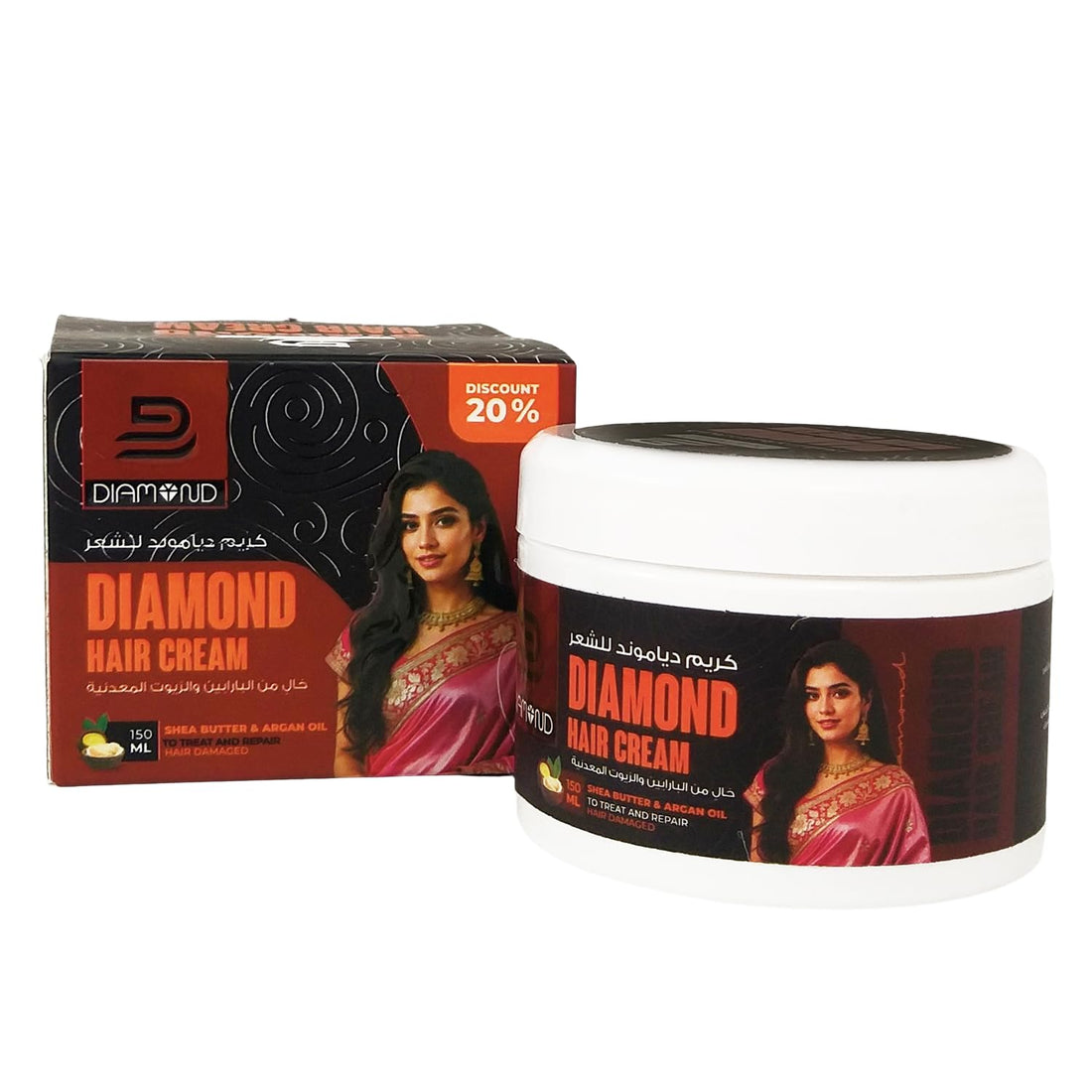 Diamond Hair Cream With Shea Butter & Argan Oil 150Ml