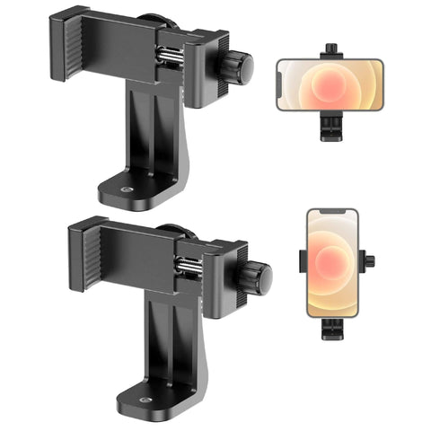 Lammcou Tripod Mobile Phone Holder Mobile Phone Tripod Adapter Accessories for Tripod Selfie Stick Monopod Vertical and Horizontal Mobile Phone Holder Tripod Smartphone Clip Mount 2 Pieces