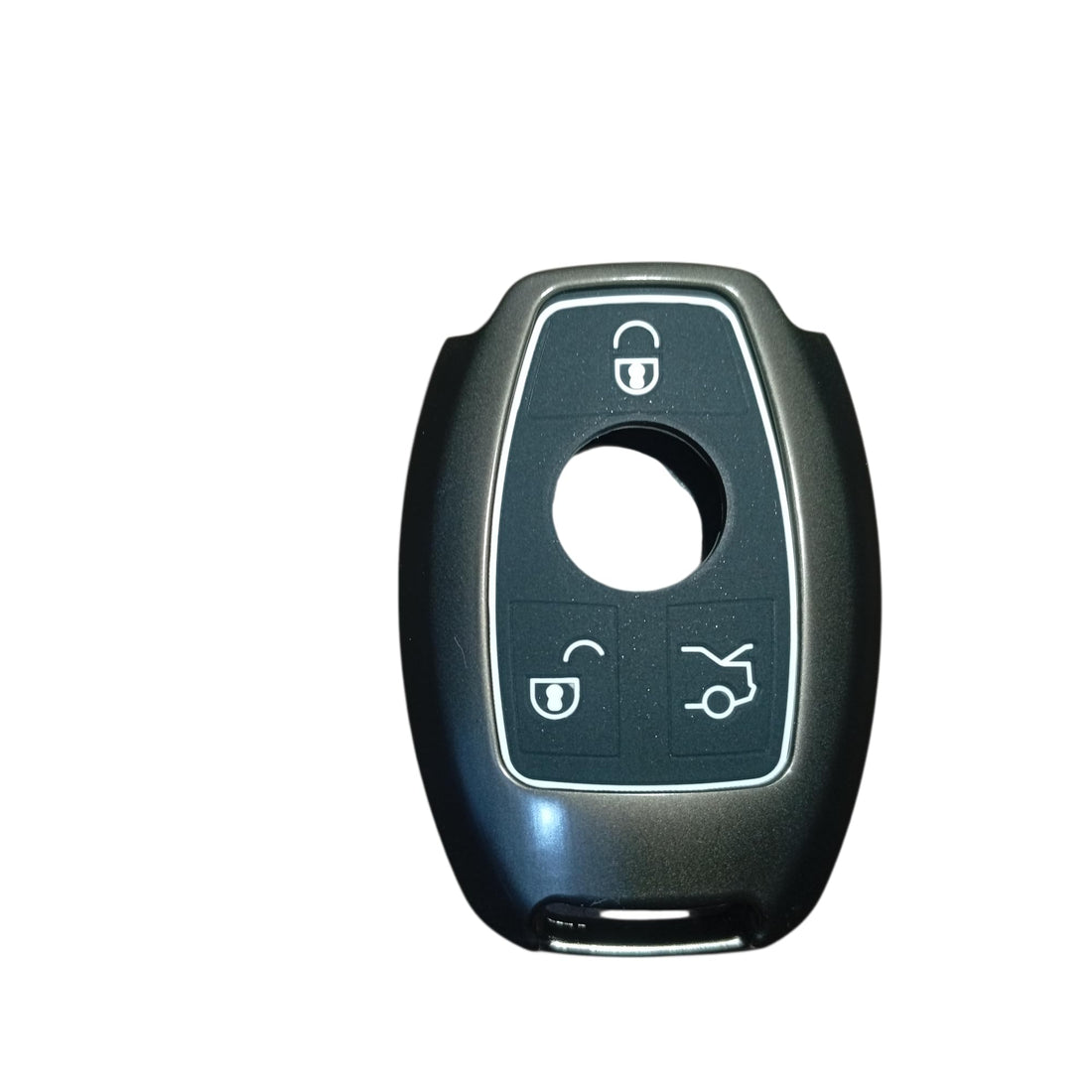Compatible with Mercedes Benz 3 Buttons Strong Metal Material Matte Texture Silicone Car Key Case Cover - Black