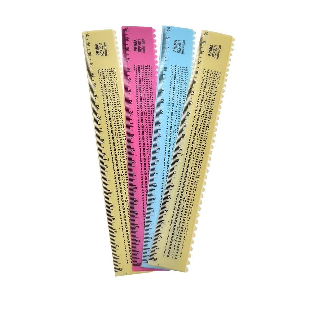 Prima Plastic Ruler Set Of 4 Pieces 20 CM Ruler Time Table Design - Multicolor