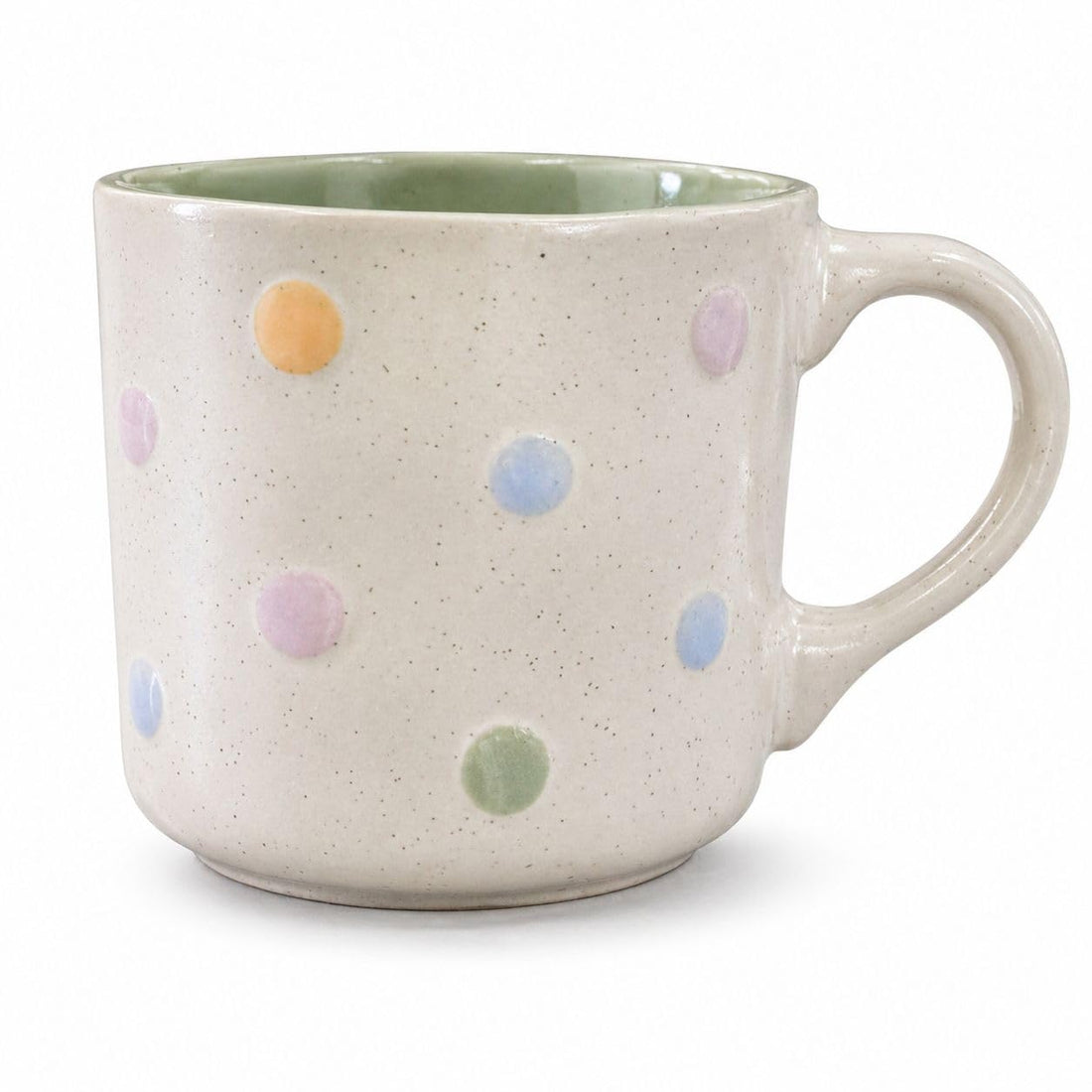 Ceramic Mug 400ml – Stylish Polka Dot Design | Coffee & Tea Mug | Microwave & Dishwasher Safe | Porcelain Mug 400ml Versatile (Shape 2)