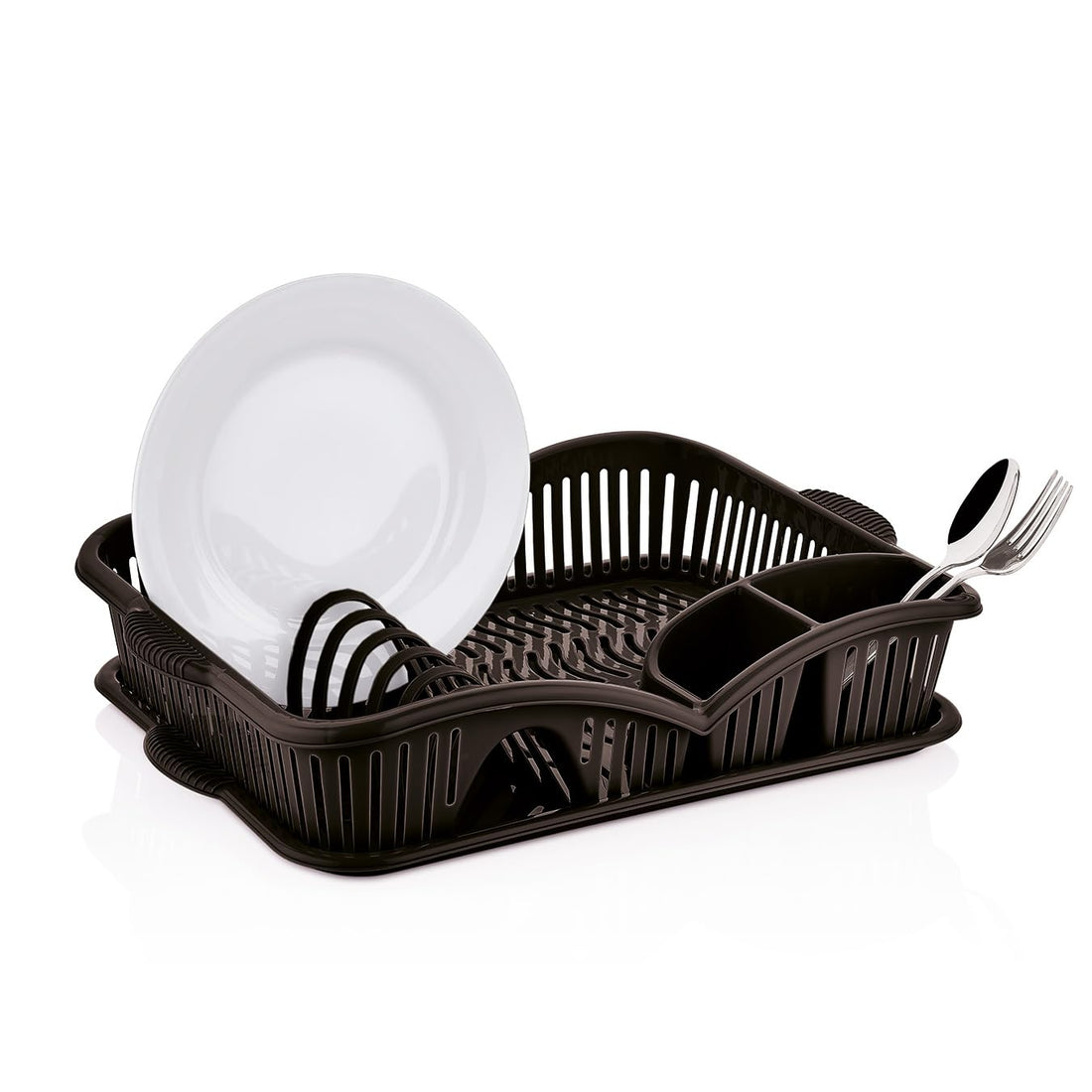 Qlux Elegance Dish Drainer Plastic Black Kitchen Rack