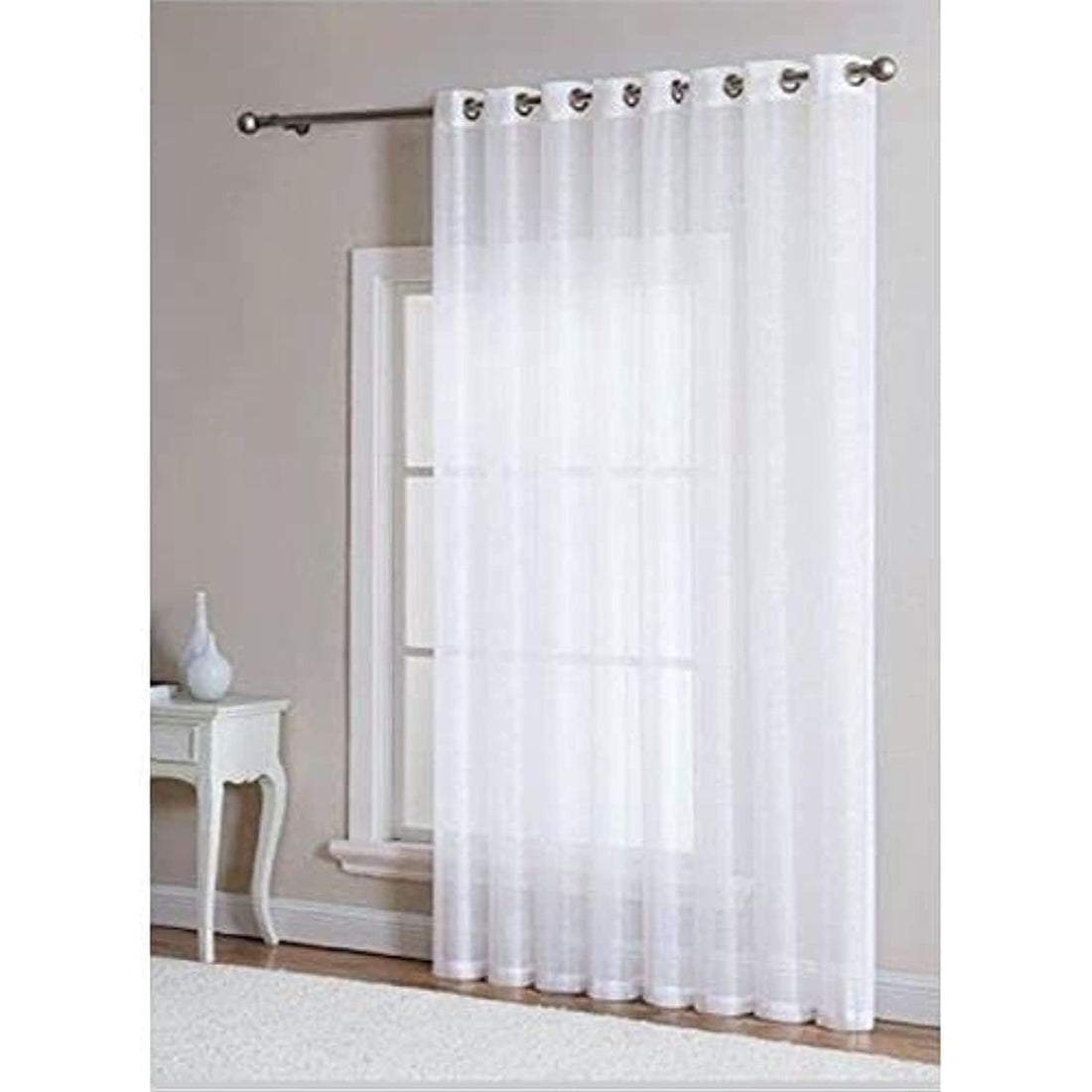 2 Panel Modern Chiffon Curtain, White, 10m*270cm