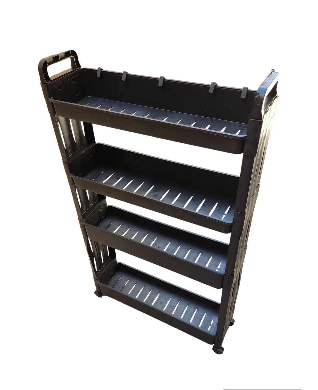 Genric Kitchen Bathroom Storage Rack Organizer 4 Shelves, Black Plastic