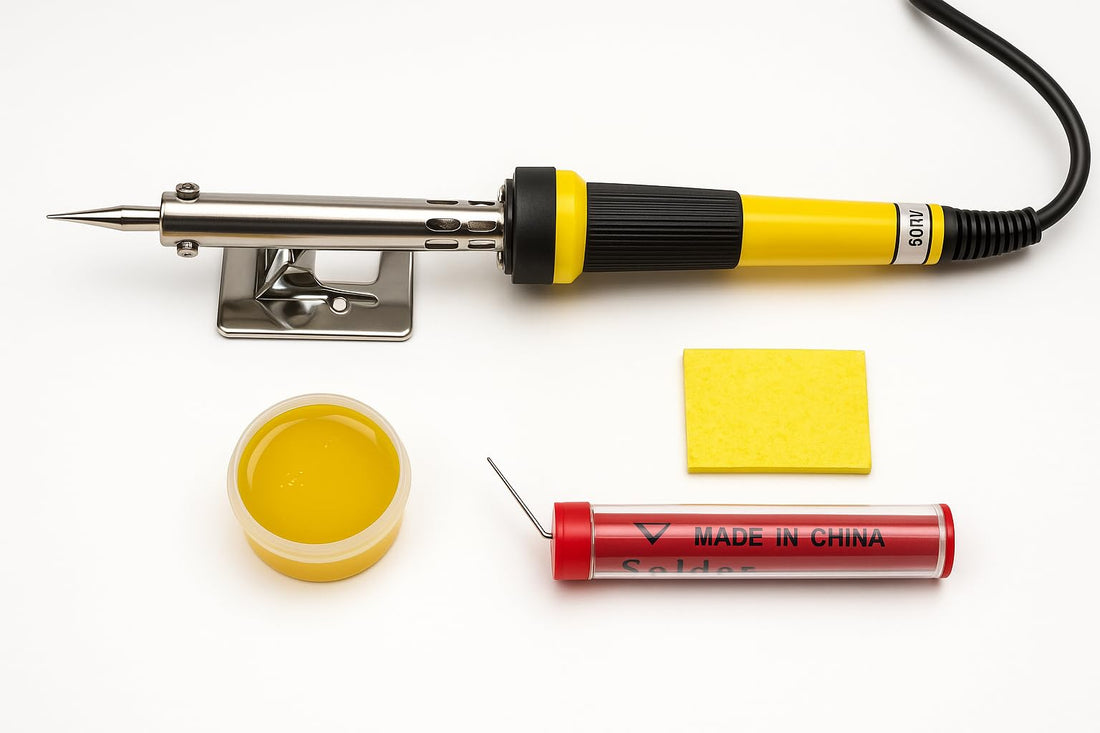 Electric Soldering Iron 60W 5pcs Set Includes Soldering Tin, Flex, Metal Holder and Cleaning Sponge, for Electronics Maintenance