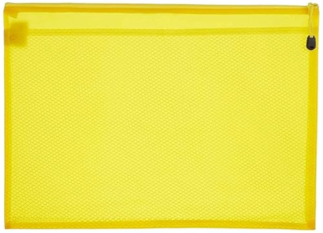 Fabric file with zipper, a3 - yellow
