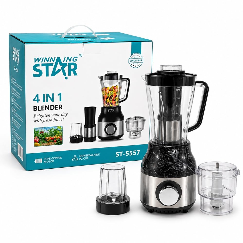 Winning Star - Multifunctional Blender & Food Processor Set 4 in 1 350W - Silver & Black - A1-664