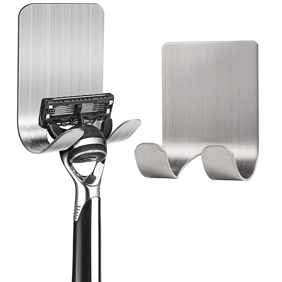 Khazna Stainless Steel Razor Holder, No Drill No Screw, 304 Razor Holder Men Shaving Shaver Shelf Shaving Razor Rack for Kitchen Bathroom Toilet, Viscose Wall Hooks Hanger Sticky Wall Hook 1 Pcs