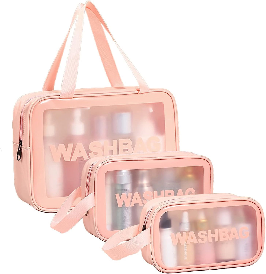 Travel Makeup Pouch Set Toiletry Bag Cosmetic Organizer Bag for Women and Girls Toiletry Storage Kit Set of 3, BLACK WASHBAG, M, Travel Accessories