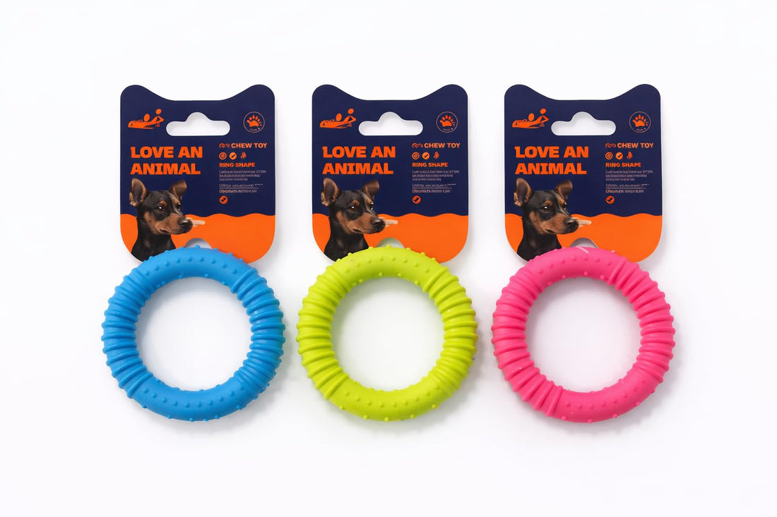 Ring Shape Dog Chew Toy, Textured Rubber, Multiple Colours Available (Pink)