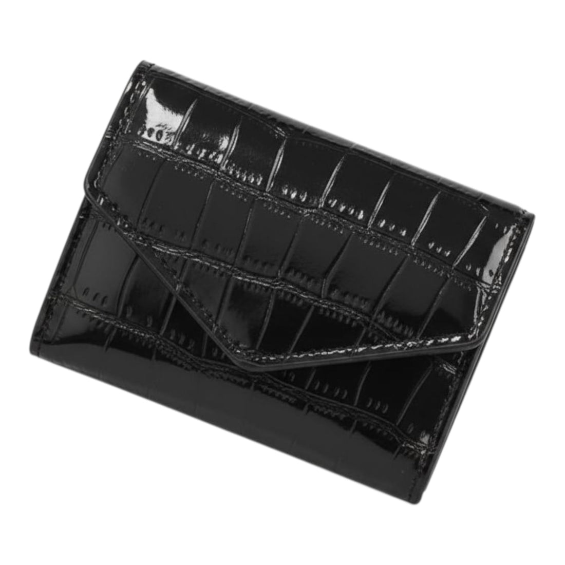 Slim wallet with a metallic crocodile patterned leather design Credit Card Holder modern elegance Wallet for Women Girls ATM ID Card exuding (Black)