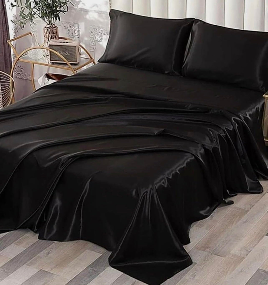 Diva Cotton Bed Sheet Set of Flat Sheet 240x260 cm and 2 Pillowcases 70x55 cm, 3 Pieces - Black