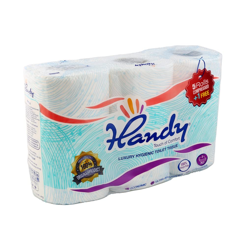 Handy Compressed Toilet Paper 3 Layers Pack of 5+1 Rolls