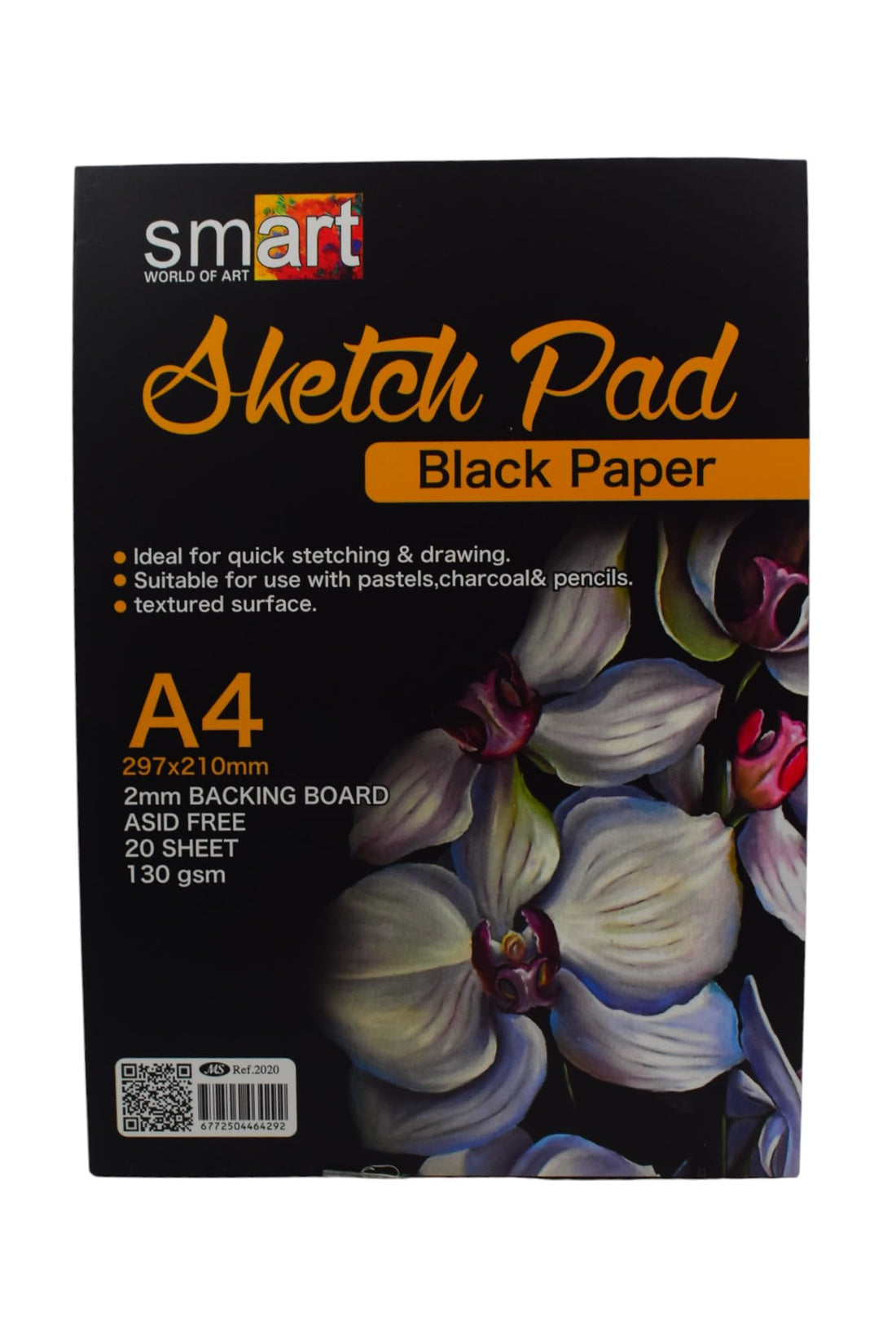 Smart World Of Art Textured Paper Sketch Pad, A4, 20 Sheets - Black