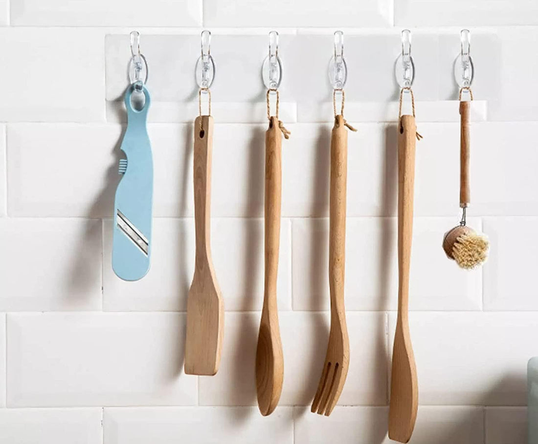 "Ultimate Comfort Experience: Bijoy Bell Silicone Double Sided Transparent Flexible Hook Hanger (6 Rows) - Perfect for Organizing Kitchen, Bathroom and Rooms - Get It Now from Pegwi Bell