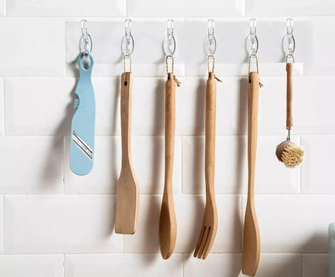 "Ultimate Comfort Experience: Bijoy Bell Silicone Double Sided Transparent Flexible Hook Hanger (6 Rows) - Perfect for Organizing Kitchen, Bathroom and Rooms - Get It Now from Pegwi Bell
