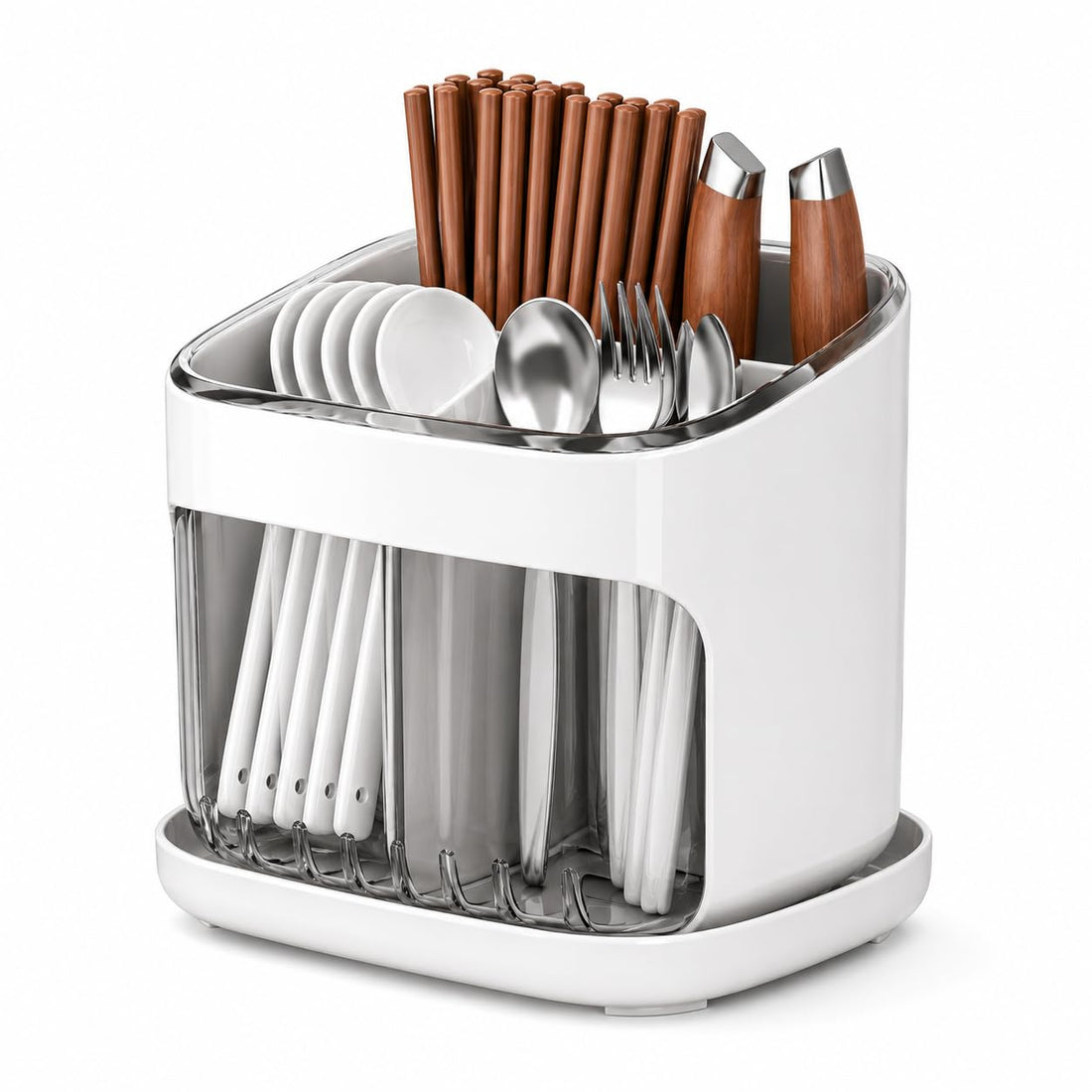 Elegant Multi-Function Organizer with Drain Base, Adjustable Storage Container for Kitchen Utensils, Cosmetic Brushes, Office Tools & Daily Accessories, Modern Home Organizer