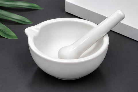 16cm White Ceramic Mortar and Pestle for Laboratories and Laboratories – Mortar and Pestle 16cm